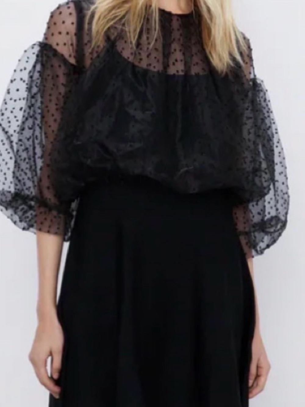 Zara Black A-Line Midi Skirt